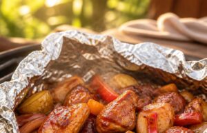 BBQ csirkés fóliacsomag: grillen vagy sütőben is tökéletes egytálétel BBQ csirkés fóliacsomag: grillen vagy sütőben is tökéletes egytálétel