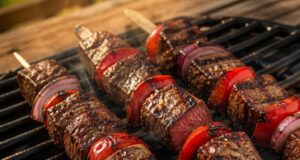 Grillezett steak nyársak: a páchoz és a sütési időhöz nem szabad hozzányúlni Grillezett steak nyársak: a páchoz és a sütési időhöz nem szabad hozzányúlni