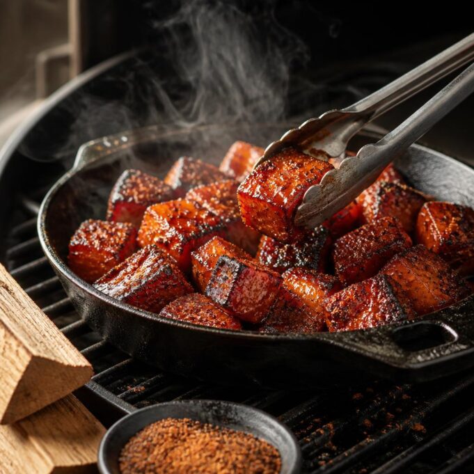 Sütőtök burnt ends grillen: füstös, ragacsos köret