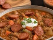 Füstös lencseleves andouille kolbásszal Füstös lencseleves andouille kolbásszal