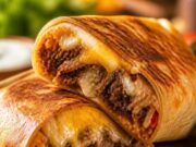 Tépett marhás-sajtos burrito ropogósra sütve Tépett marhás-sajtos burrito ropogósra sütve