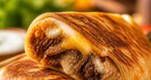 Tépett marhás-sajtos burrito ropogósra sütve Tépett marhás-sajtos burrito ropogósra sütve