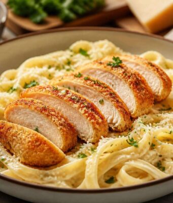Ropogós csirkés fettuccine Alfredo Ropogós csirkés fettuccine Alfredo