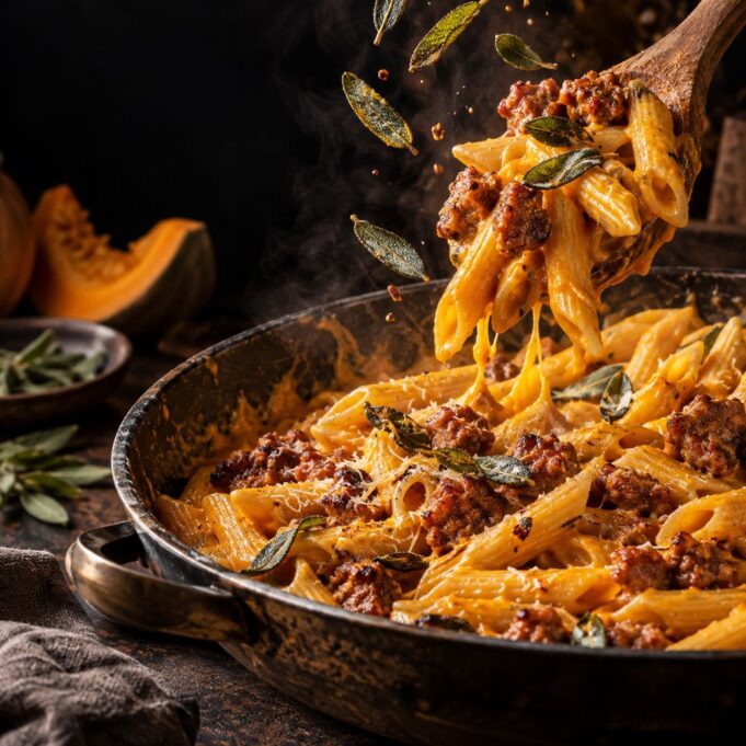 2026-10-11-sutotokos-kolbaszos-penne-featured Sütőtökös-kolbászos penne zsályával